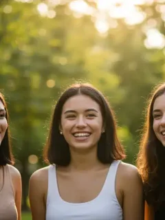 Diverse young adults smiling, laughing, and engaging in a park, symbolizing reduced social isolation and improved well-being.