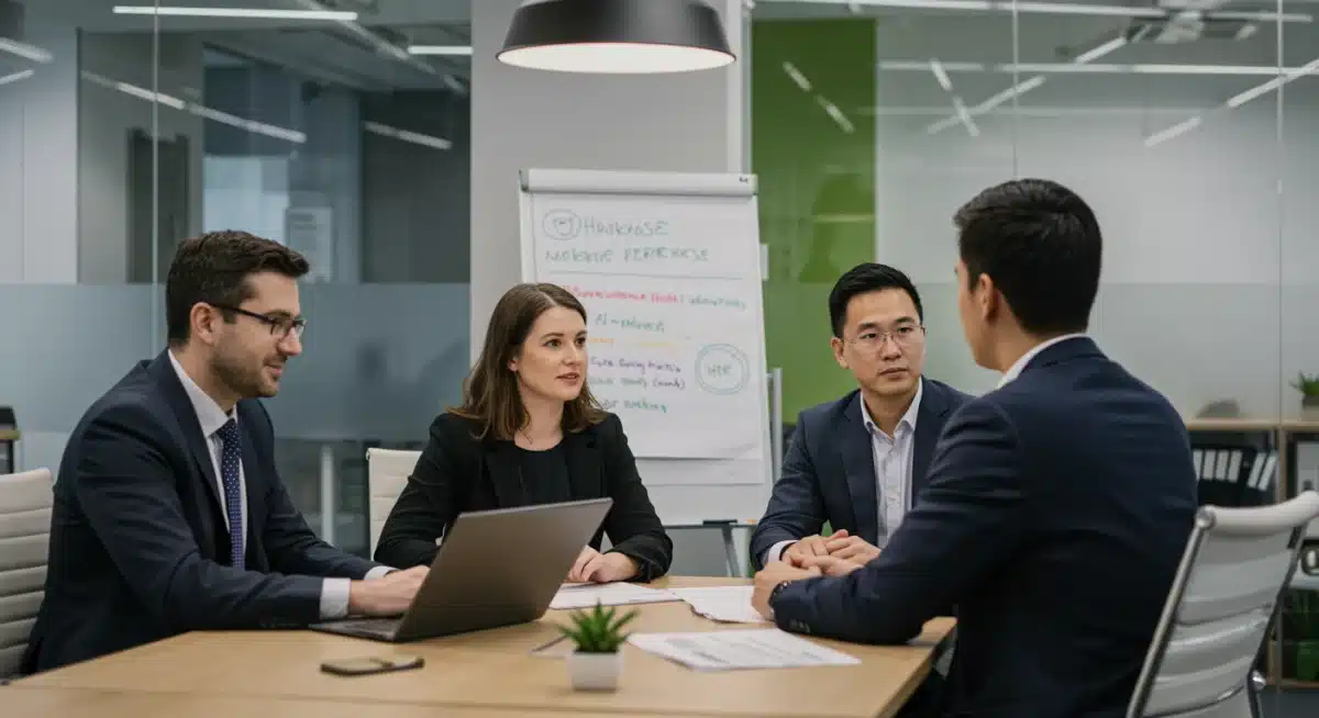 Federal Mental Health Guidelines for Workplaces by Q2 2026 Diverse employees discussing mental health support in a modern office