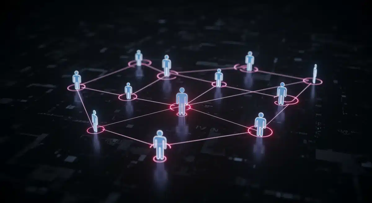 Abstract representation of a global digital network connecting human figures, signifying widespread online interactions.