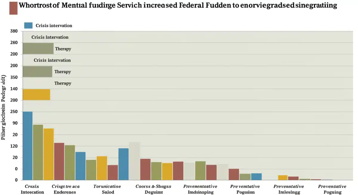 Infographic detailing federal mental health funding allocation categories.