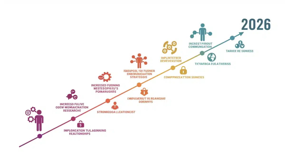Timeline graphic of federal initiatives for communication by 2026