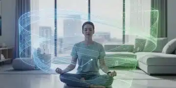 Persona meditando en un entorno moderno que simboliza los beneficios de salud mental de las nuevas pólizas de 2026.