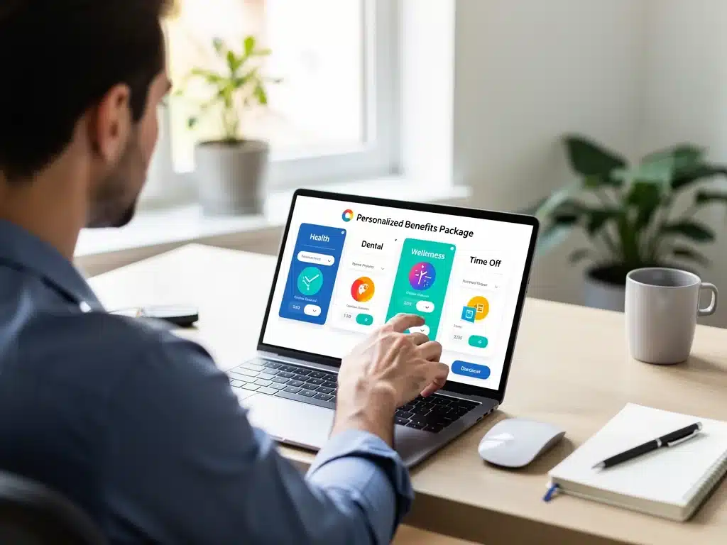 Persona personalizando su paquete de beneficios flexibles en una tablet