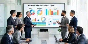 Profesionales discutiendo Planes de Beneficios Flexibles 2026 en una oficina moderna